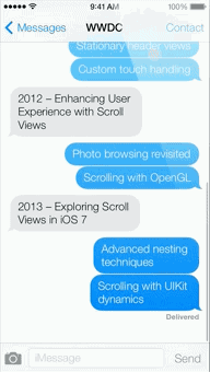 iOS7中信息app的弹簧效果